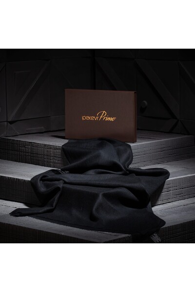 ipekevi Şal negru din lână caşmiră din mătase