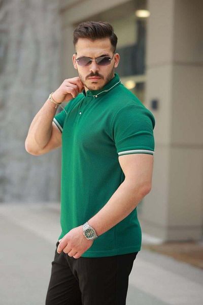 Aymood Men's Button Collar Waffle Fabric Short Sleeve T-Shirt