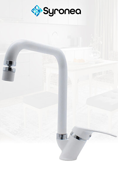 VSA Mix Beyaz 360 Derece Döner Başlıklı Mutfak Evye Lavabo Bataryası Aç Kapa ...