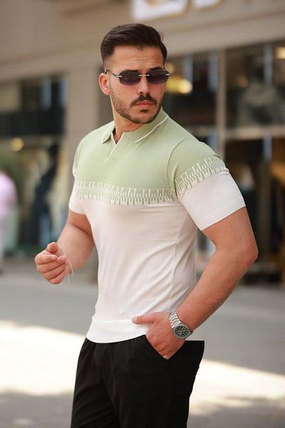 Aymood Men's Nurse Collar Double Color Short Sleeve T-Shirt
