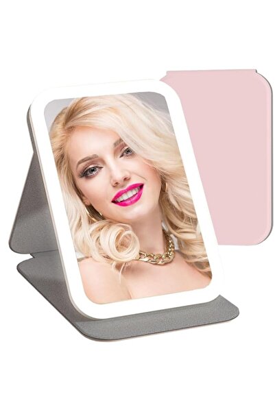 Generic مرآة مكياج للسفر مزودة بشاشة تعمل باللمس مع 58 مصباح LED وإضاءة 3 ألو...