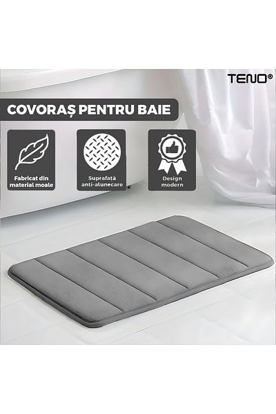 Teno Teno® Universal Bath Mat, foam, ultra-absorbent, non-slip, 40 x 60 cm, gray