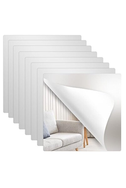 Generic تزوييق 8 قطع بلاط مرايا ذاتية اللصق للجدران، 11.8 × 11.8 بوصة (30 × 3...