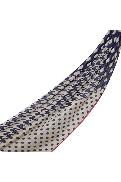 ipekevi Șal de mătase din lână cu model de icoană homogenă albastru bleumarin