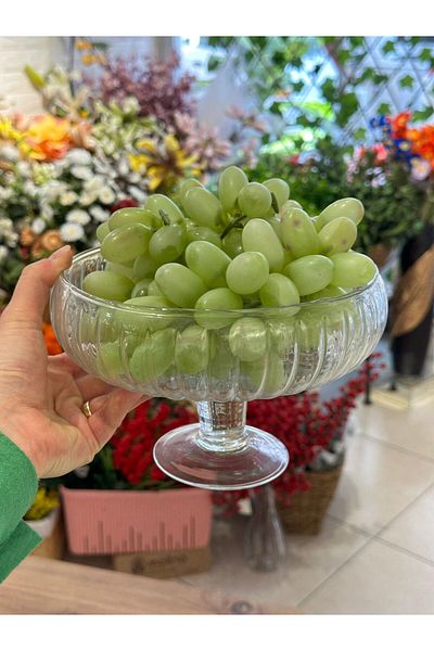 FARALYAHOME Large Size Glass Salad Fruit Bowl with Feet 20 cm