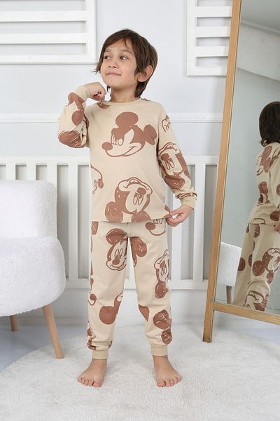 ZUZUNGA Cute Michey Cartoon Faces Patterned Boys' Pajama Set