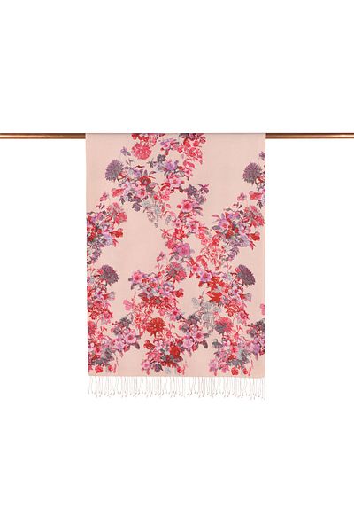 ipekevi Powder Pansy Patterned Silk Shawl