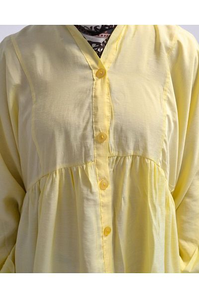 Bilenler Women's Modal Hijab Dress –Yellow– Comfortable Fit – 135 cm Height – 1-2 Sizes