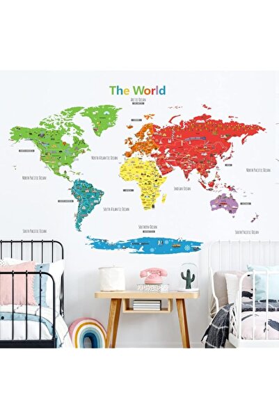 Generic Brand BPA® Large Landmark World Map Wall Stickers Wall Decals Peel an...