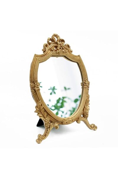 Generic Brand Tazweeq Antique Gold Resin Frame Decorative Wall Mirror, Makeup...