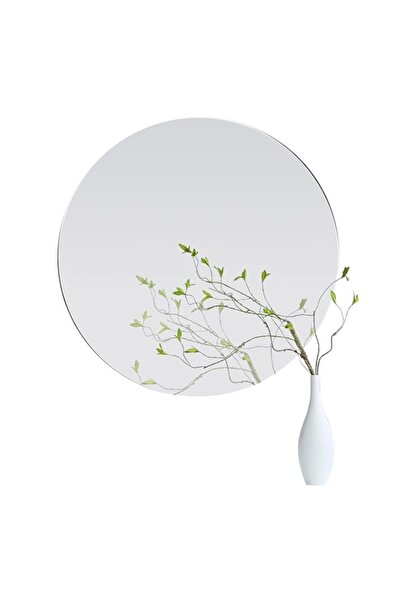 Generic مرآة زجاجية دائرية ذاتية اللصق مقاس 12 بوصة من QEEYON عالية الدقة مرآ...