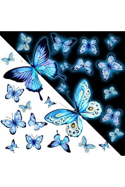 Generic ملصقات حائط فراشة زرقاء مضيئة في الظلام من ديفسيدار، ملصقات قابلة للإ...