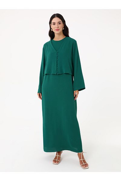 Refka Aerobin Tunic Dress Double Set - Emerald Green -