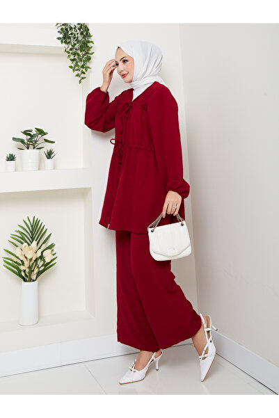 VOLT CLOTHİNG Women's Bow Linen Trousers Suit