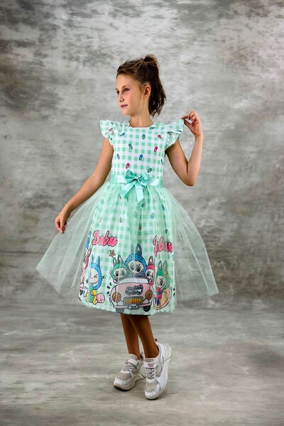 DeKuBaby Super Concept Girl's Crepe Evening Dress with Tulle Puffy Skirt-Party-Birthday Dress
