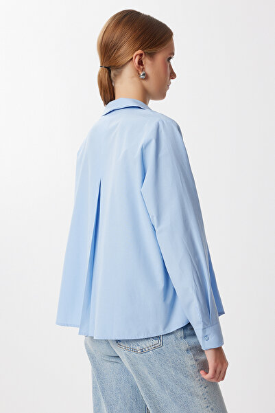 Lovelyİstanbul Pile Detailed Woven Shirt Lfg0135 Sky Blue