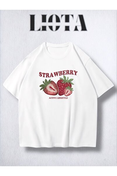 Vordevia Tricou cu imprimeu cu design de căpșuni