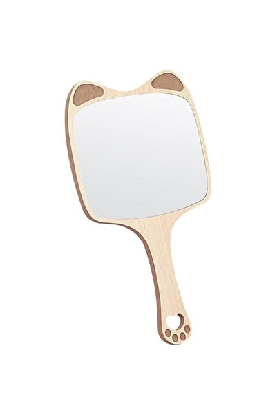 Generic مرآة يدوية خشبية CJMCHEN بمقبض مرآة جيب مرآة سطح الطاولة مرآة زينة عتيقة