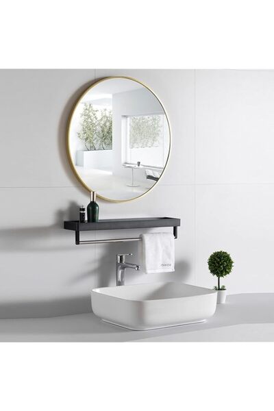 Generic مرآة مستديرة من موست ناو مع رف، مرايا حمام مستطيلة الشكل بإطار معدني ...