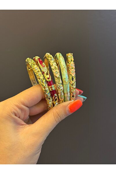 Gönülden Tasarım MİNE KAPLAMA ÇELİK ÇİÇEK DESENLİ KADIN KELEPÇE BİLEKLİK