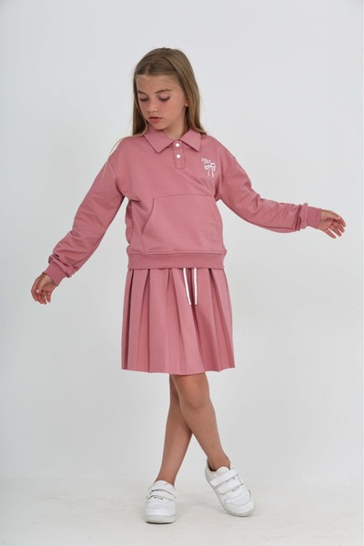 Toontoy Girl's Bow Embroidered Skirt Suit