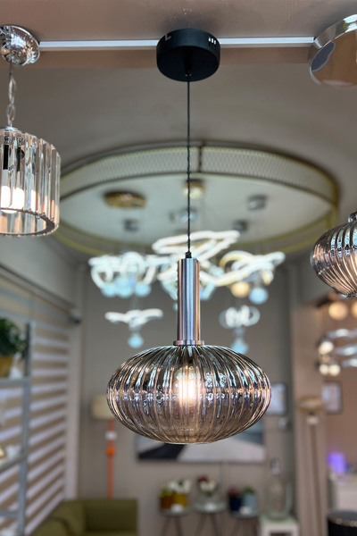 MINIMAL ETICARET VE BILGI TEKNOLOJILERI Gloss Silver Chrome Cam Avize