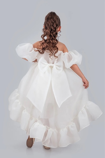 DeKuBaby Flared Madonna Collar Puffy Chiffon Luxury Children's Evening Dress-Party-Birthday Dress