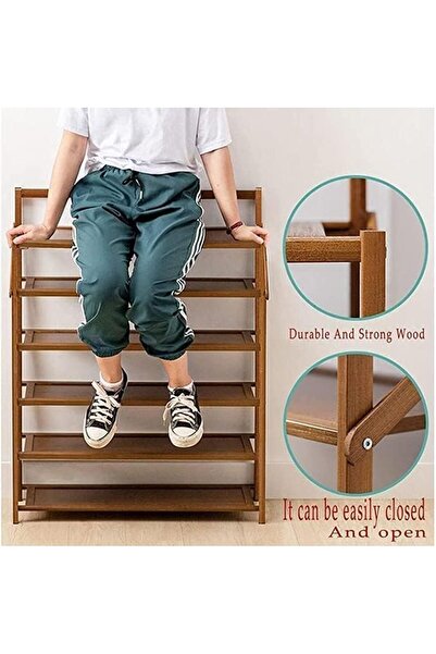 Generic Foldable Natural Bamboo Shoe Rack – Slim Space-Saving Shoe Organizer Shelf for Entryway, Small Sto