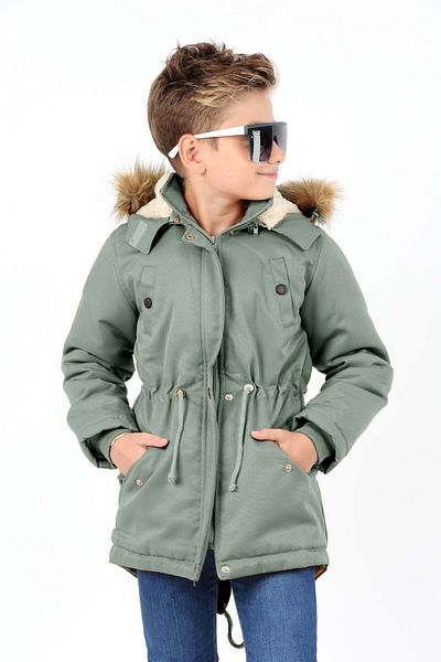 Jannock Boys' Water and Windproof Fur Lined Removable Hooded Coat
