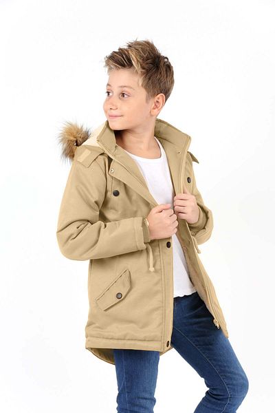 Jannock Boys' Water and Windproof Fur Lined Removable Hooded Coat