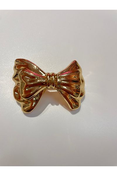 La She Accessories Gold Color Automatic Metal Buckle with Ribbon Detail