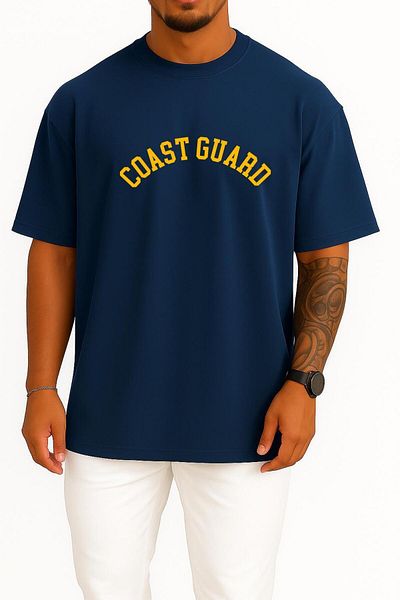 Bahriyeli Collection Oversize Coast Guard Chest Design Unisex T-Shirt
