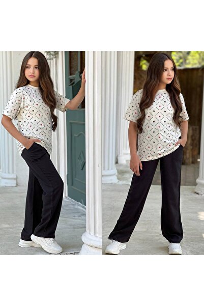 SÜSLÜ KİDS Linen Pants T-Shirt Young Children's Set