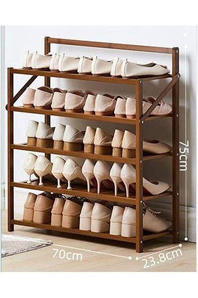 Generic Foldable Natural Bamboo Shoe Rack – Slim Space-Saving Shoe Organizer Shelf for Entryway, Small Sto