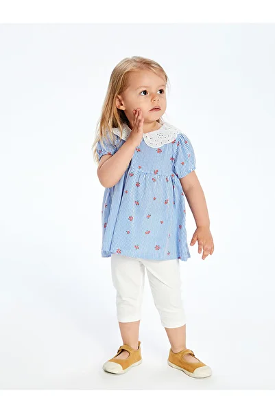 LC Waikiki Floral Ruffle Girls Blouse and Leggings 2-Piece