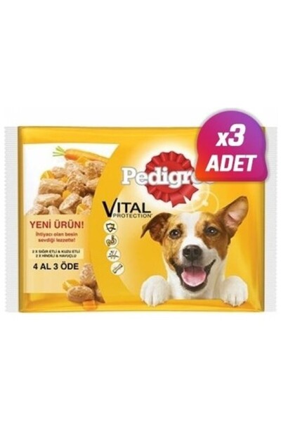 Pedigree Multipack Sığır Etli&kuzu ve Hindi&havuç Pouch 4X100 gr 3 Adet