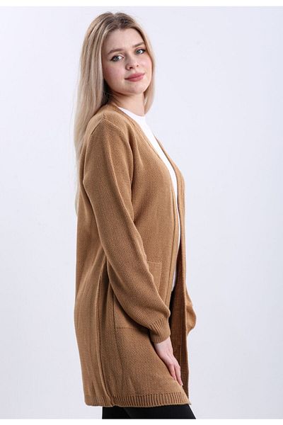 Dreamlike Women's Biscuit Kangaroo Pocket Knitwear Cardigan