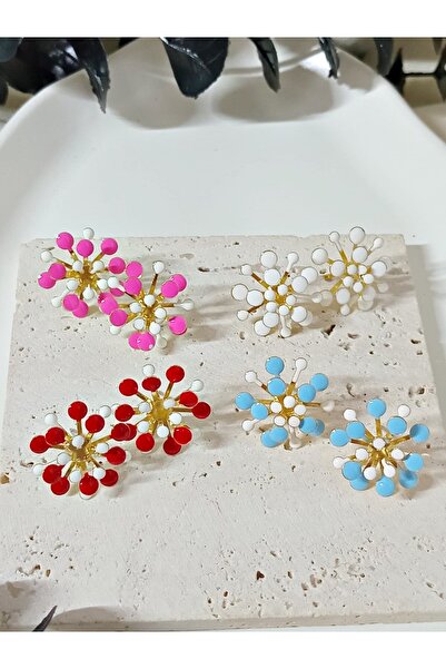 mos&more Blue White Enamel Gold Earrings