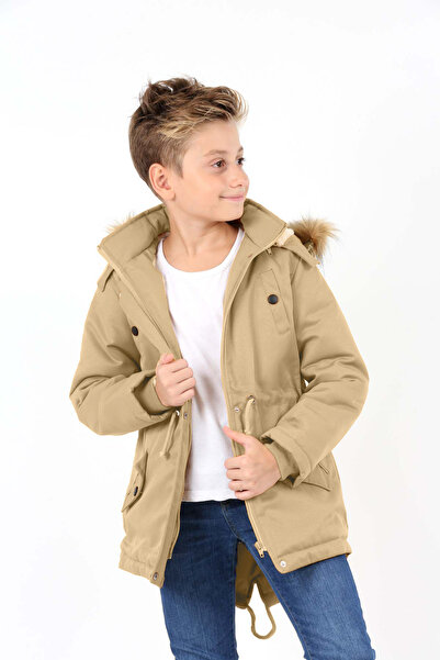 Asortix Paltoane lungi de iarnă impermeabile pentru băiat, cu glugă detașabilă, căptușite cu pluș