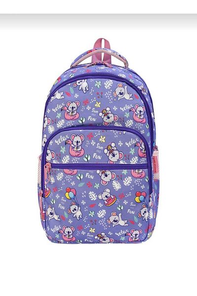 JaspEAdo Girl's 3-Piece Primary School Backpack with Character Patterned Foil Lunchbox and Pen Holder with Back Support