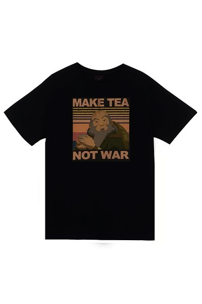 fame-stoned Make Tea Not War - Avatar Anime Printed Unisex 100% Cotton Black T-Shirt
