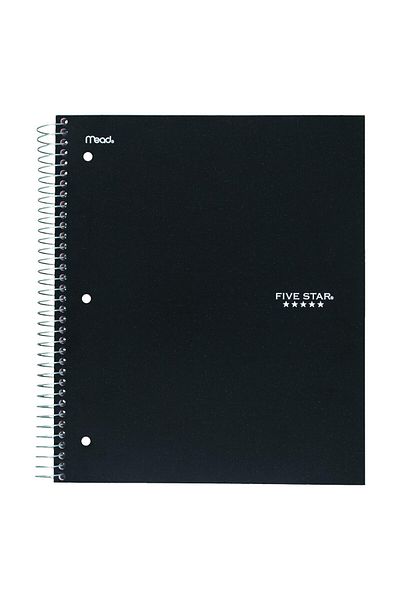 FiveStar Spiral Notebook, 3 Subject, College Ruled Paper 150 Sheets,White,27.9x21.5 cm,Assorted Plastic Cover