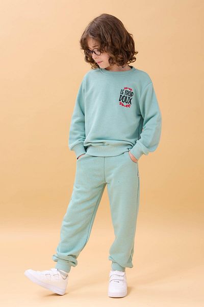 Perendi Boys' Seasonal Double Suit with Embroidery Print Detail - Çağla