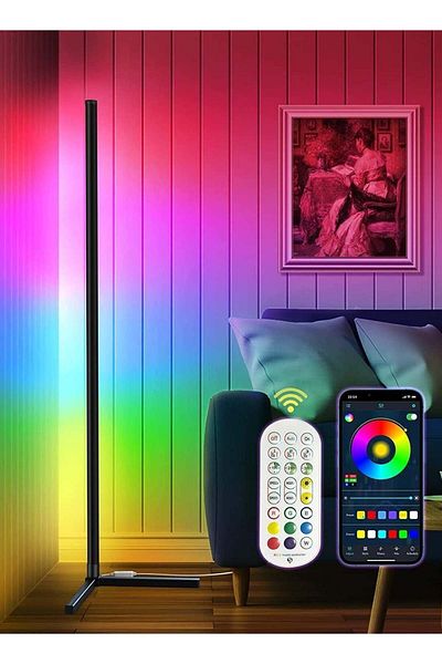 Generic مصباح زاوية متغير اللون ELTRAZONE RGB، مصباح أرضي ذكي LED يتم التحكم فيه عن طريق التطبيق والريموت مع خاصية Reacti