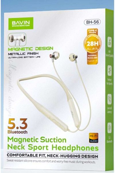 Bavin BH-56 High-Fidelity Bluetooth Sports Headphones with Built-in Microphone and 28-Hour Battery Life