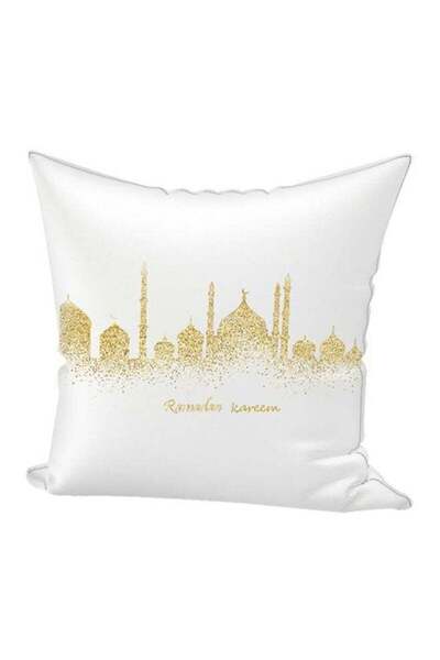 Generic Ramadan Kareem Printed Throw Pillow White/Gold 65x65cm