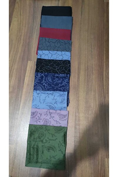 Muhtelif Pamuklu Flamlı Yazma Eşarp 10’luSet Yumuşak