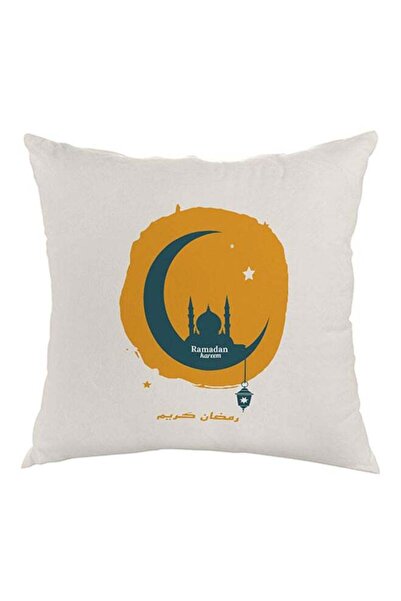 Generic Ramadan Kareem Printed Throw Pillow White/Yellow/Green 40 x 40cm