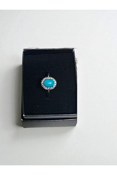 The Magıc of Healıng Turquoise Turquoise Natural Stone Steel Ring