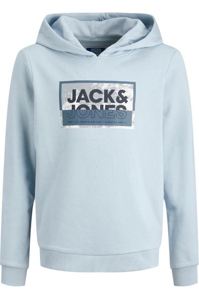 Jack & Jones Hanorac JACK & JONES Κουκούλα Logan με Στάμπα JNR - 12254120-Μπλε